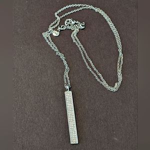 Chloe + Isabel Pave Bar Pendant Silver Necklace